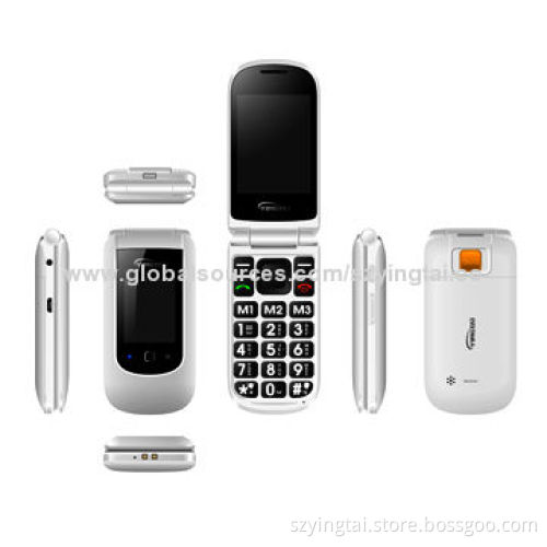 Elderly mobile phone with 2.4inch flip display, supported CE & RoHS